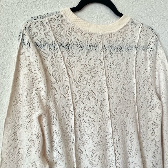 Free People Coffee In The Morning Tunic Crochet Knit Top Chamoix Medium Boho - Picture 12 of 15